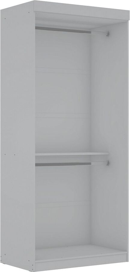 Manhattan Comfort Cabinets & Wardrobes - Mulberry 35.9 Open Double Hanging Modern Wardrobe Closet with 2 Hanging Rods in White