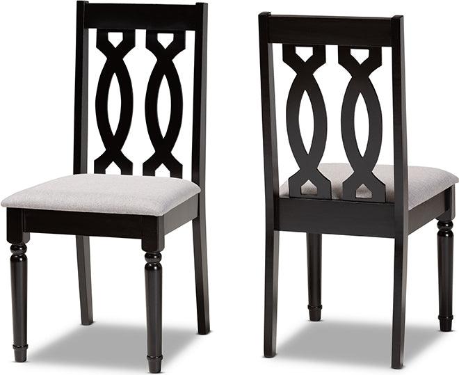 Wholesale Interiors Dining Chairs - Cherese Grey Fabric Upholstered and Dark Brown Finished Wood 2-Piece Dining Chair Set
