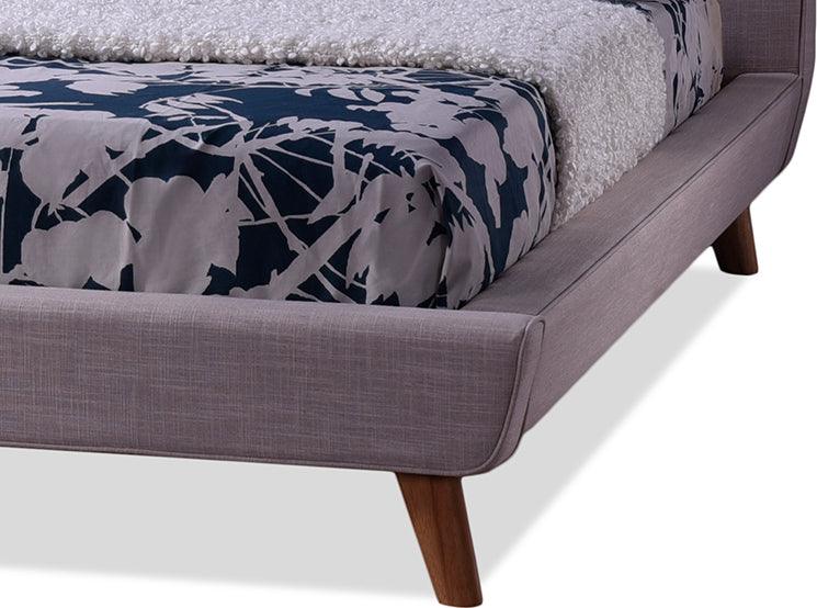 Wholesale Interiors Beds - Jonesy Scandinavian Style Mid-Century Beige Fabric Upholstered King Size Platform Bed