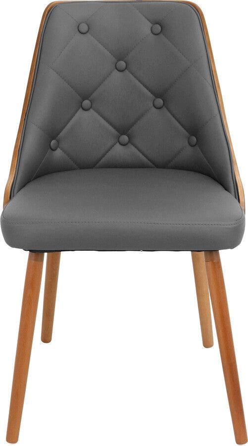 Lumisource Dining Chairs - Gianna Mid-Century Modern Dining/Accent Chair in Walnut with Grey Faux Leather
