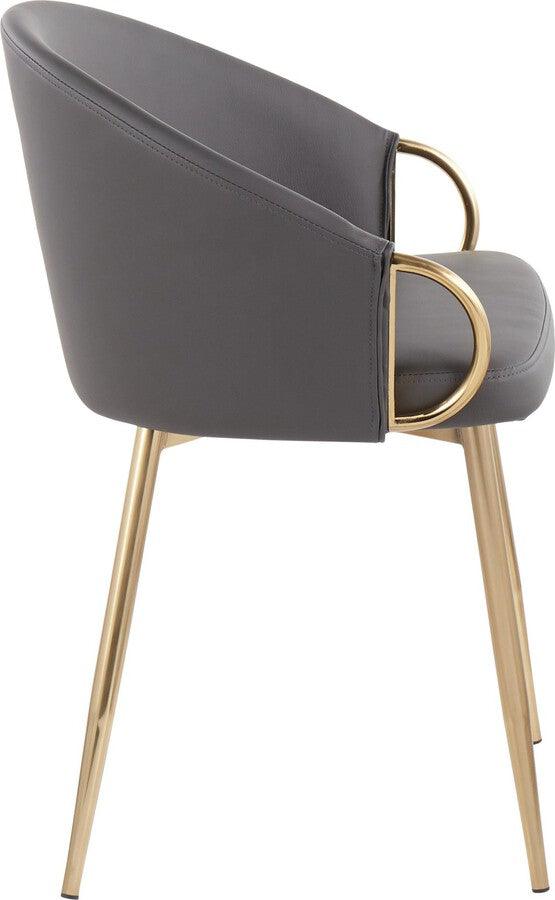 Lumisource Accent Chairs - Claire Contemporary/Glam Chair in Gold Metal and Grey Faux Leather