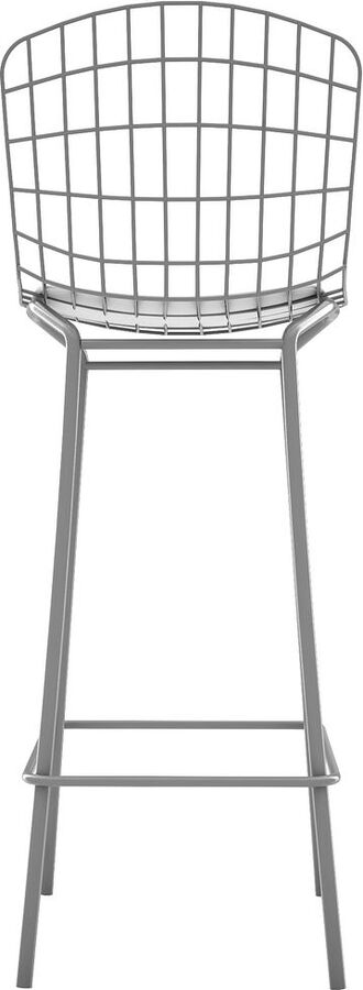 Manhattan Comfort Barstools - Madeline 41.73" Barstool, Set of 2 with Seat Cushion in Charcoal Grey and White