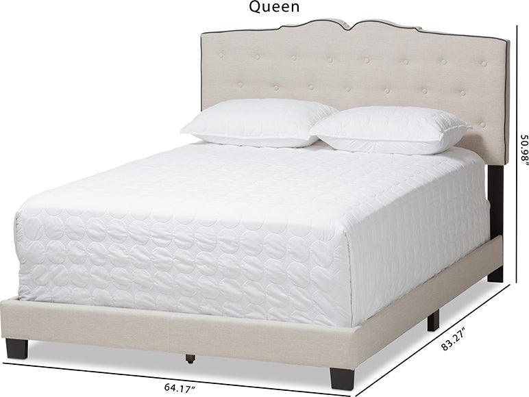 Wholesale Interiors Beds - Vivienne Queen Bed Light Beige
