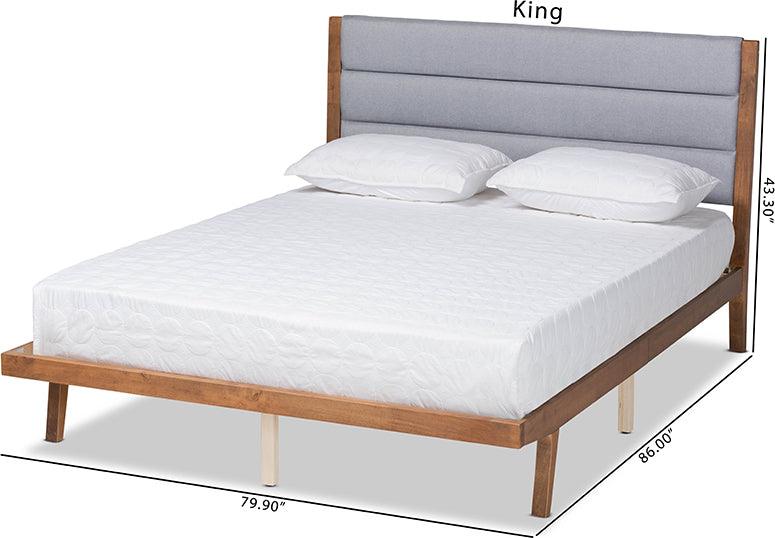Wholesale Interiors Beds - Jarlan Modern and Contemporary Grey Fabric and Brown Wood Full Size Platform Bed