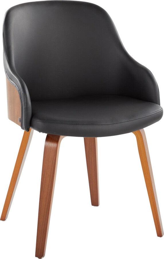 Lumisource Dining Chairs - Bacci Dining/Accent Chair In Walnut Wood & Black Faux Leather