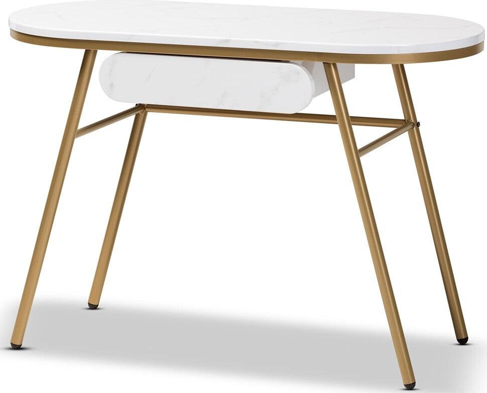 Wholesale Interiors Consoles - Mabel Console Table White & Gold