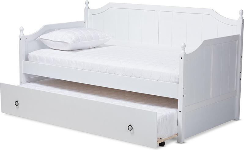 Wholesale Interiors Daybeds - Millie Cottage Farmhouse Grey Finished Wood Twin Size Daybed with Trundle White