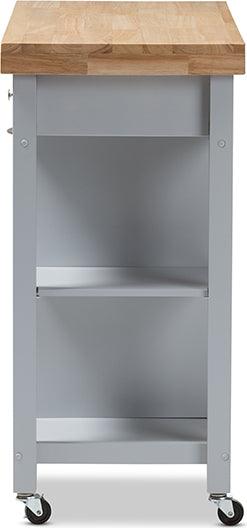 Wholesale Interiors Kitchen & Bar Carts - Hayward Coastal and Farmhouse Light Grey Wood Kitchen Cart