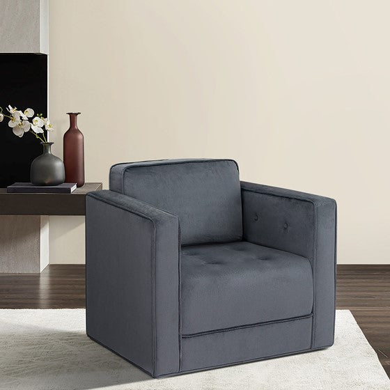 Olliix.com Accent Chairs - 360 Degree Upholstered Swivel Chair Gray