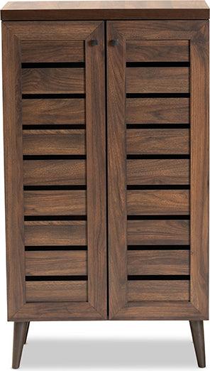 Wholesale Interiors Shoe Storage - Salma Walnut Brown Finished Wood 2-Door Shoe Storage Cabinet