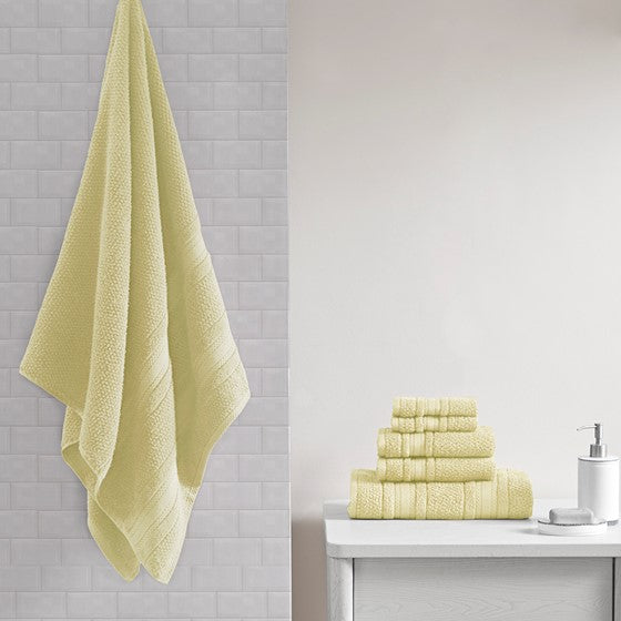 Olliix.com Bath Towels - Super Soft Cotton Quick Dry Bath Towel 6 Piece Set Yellow
