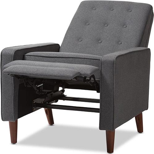 Wholesale Interiors Accent Chairs - Mathias Mid-Century Modern Grey Fabric Upholstered Lounge Chair