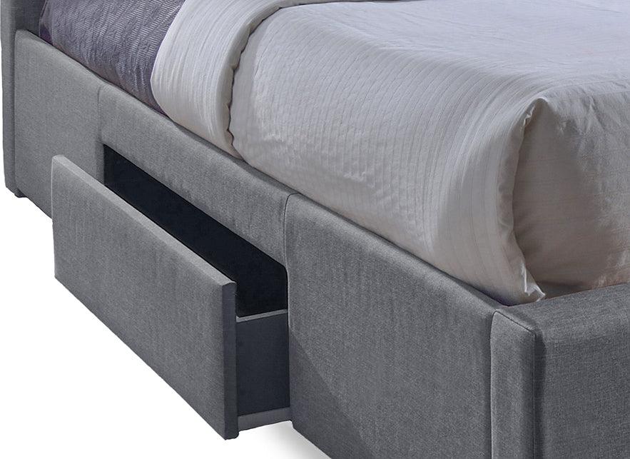 Wholesale Interiors Beds - Sarter Contemporary Grid-Tufted Grey Fabric Upholstered Storage King-Size Bed With 2-Drawer