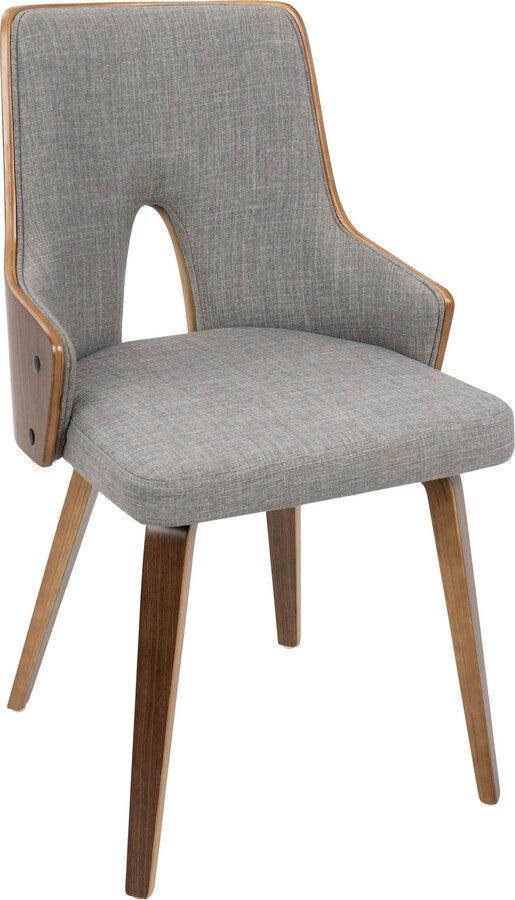 Lumisource Dining Chairs - Stella Mid-Century Modern Dining/Accent Chair in Walnut with Light Grey Fabric - Set of 2