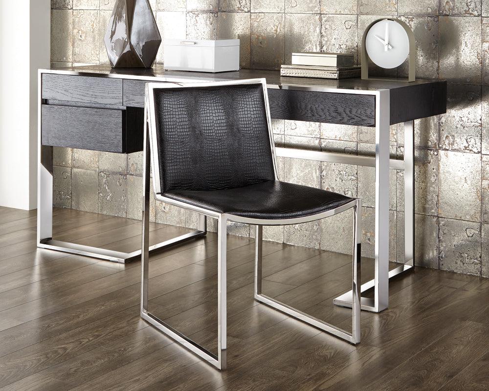 SUNPAN Dining Chairs - Blair Dining Chair - Stainless Steel - Black Croc (Set of 2)