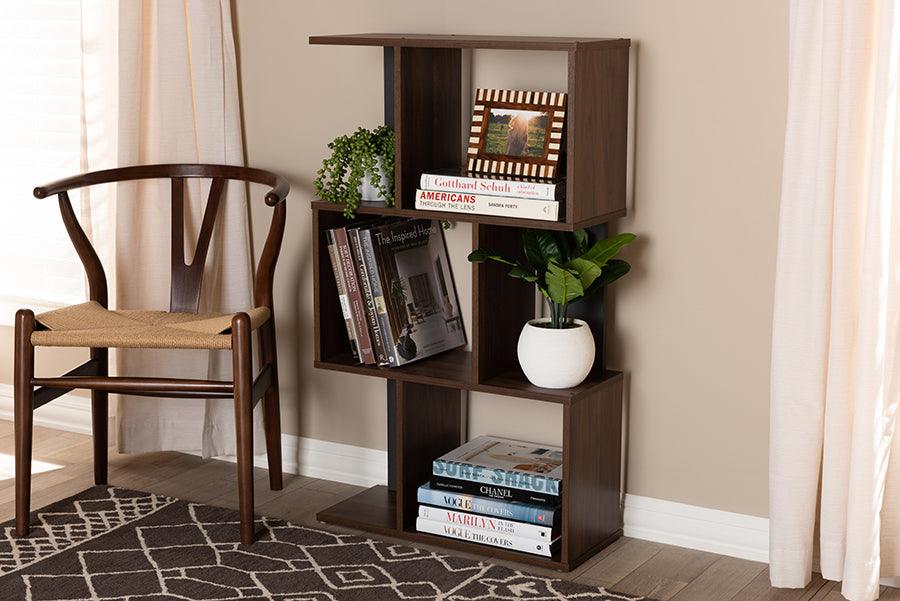 Wholesale Interiors Bookcases & Display Units - Legende Modern and Contemporary Brown and Dark Gray Finished Display Bookcase