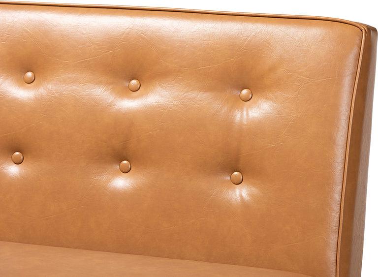 Wholesale Interiors Benches - Arvid Mid-Century Modern Tan Faux Leather and Brown 2-Piece Wood Dining Banquette Set