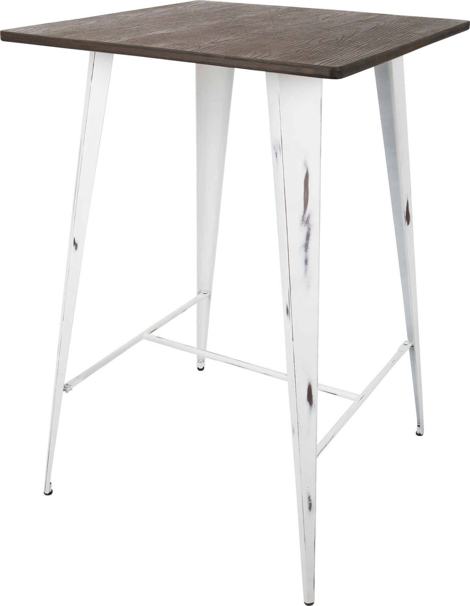 Lumisource Bar Tables - Oregon Industrial Table in Vintage White and Espresso LumiSource