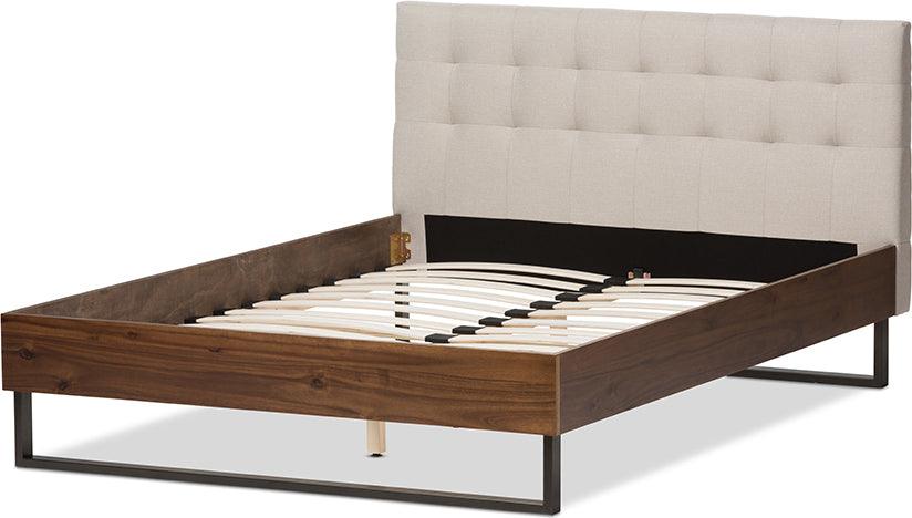 Wholesale Interiors Beds - Mitchell King Bed Light Beige/Walnut Brown
