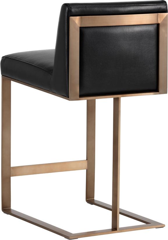 SUNPAN Barstools - Dean Counter Stool - Antique Brass - Cantina Black