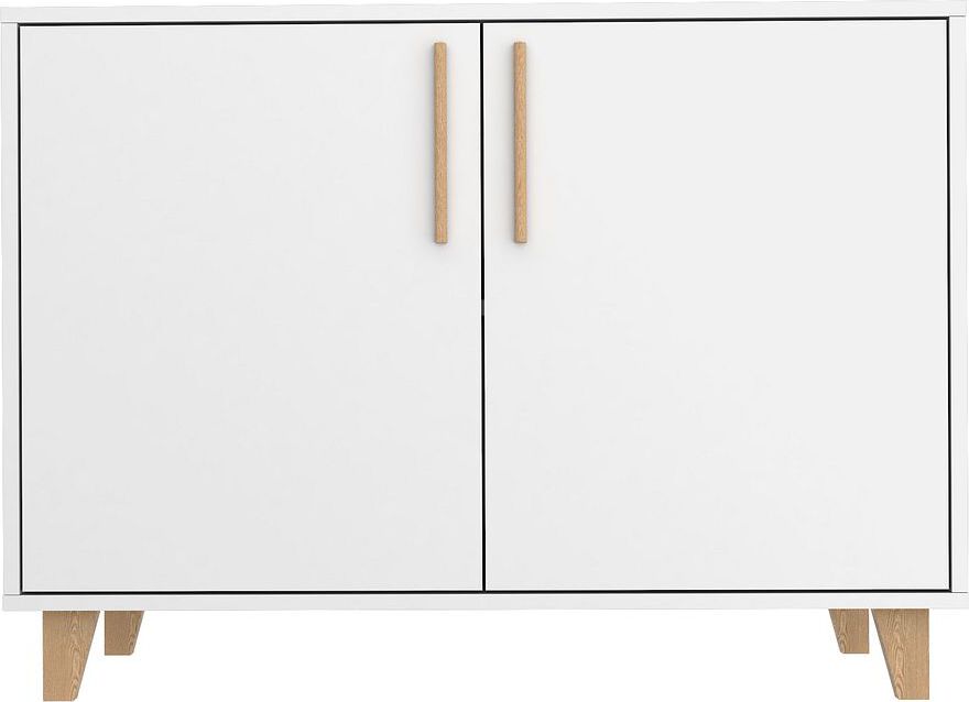 Manhattan Comfort Buffets & Sideboards - Mid-Century - Modern Herald Double Side Cabinet with 2 Shelves in White