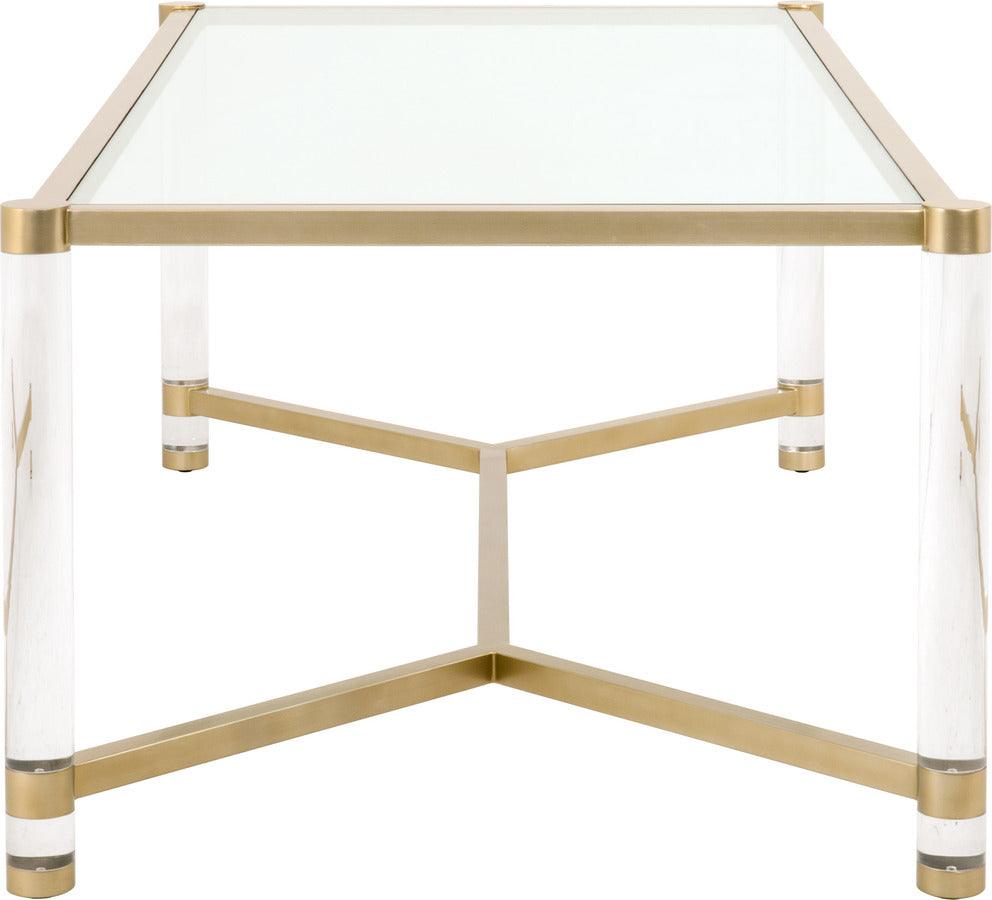 Essentials For Living Dining Tables - Nouveau Dining Table Brushed Brass, Lucite, Clear Glass
