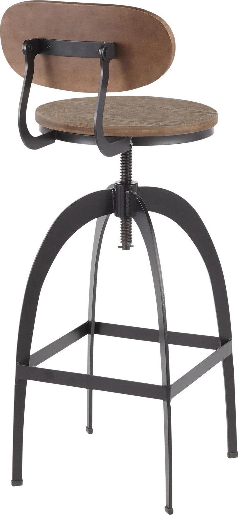 Lumisource Barstools - Dakota Mid-Back Barstool Black & Medium Brown