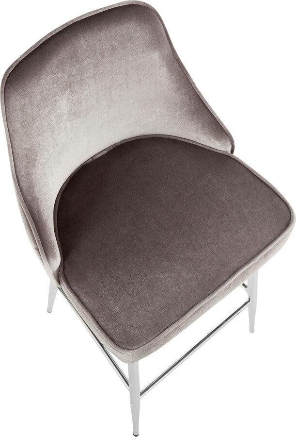 Lumisource Barstools - Marcel Contemporary Counter Stool in Chrome and Silver Velvet - Set of 2