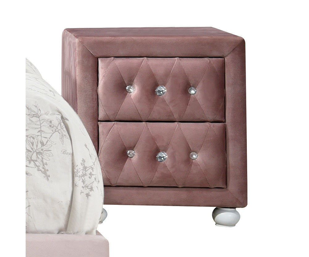 ACME Nightstands & Side Tables - ACME Reggie Nightstand, Pink Fabric