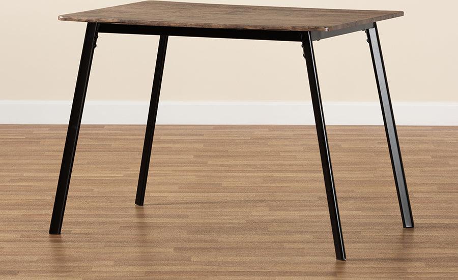 Wholesale Interiors Dining Tables - Calder Mid-Century Modern Walnut Brown Finished Wood and Black Metal Dining Table