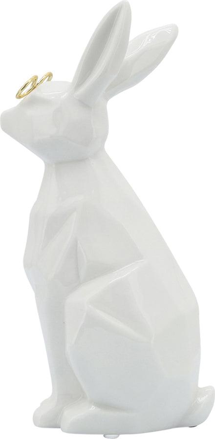 Sagebrook Home Decorative Objects - Ceramic 9"H Bunny W/ Glasses White & Gold