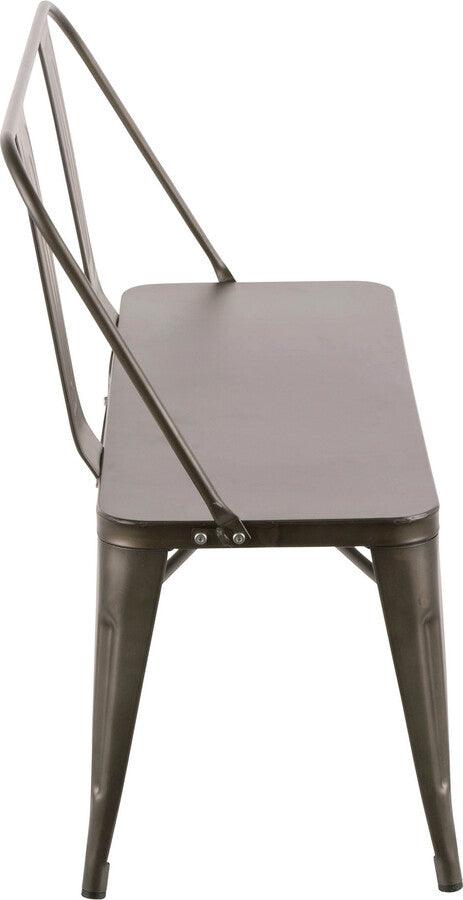 Lumisource Benches - Oregon Industrial Metal Dining/Entryway Bench with Antique Finish