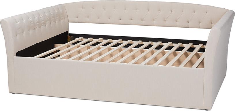 Wholesale Interiors Daybeds - Delora Modern and Contemporary Beige Fabric Upholstered Full Size Daybed