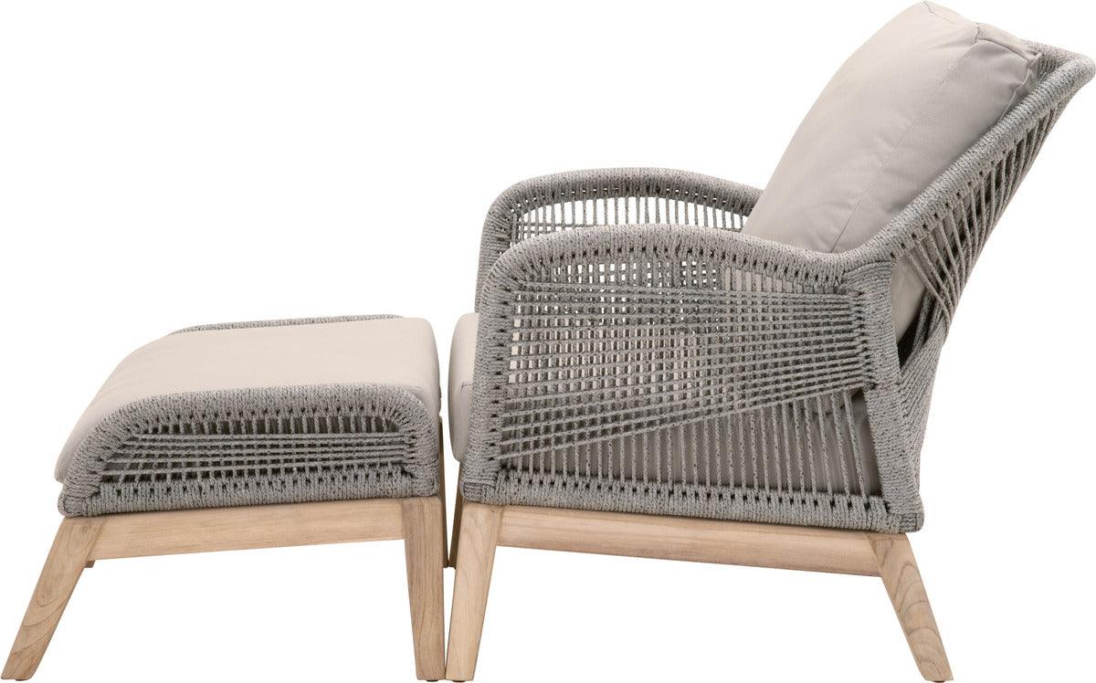 Essentials For Living Outdoor Stools & Benches - Loom Outdoor Footstool Platinum Rope, Smoke Gray, Gray Teak