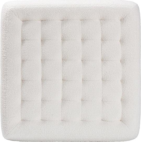 Wholesale Interiors Ottomans & Stools - Athena Modern Ivory Boucle Upholstered and Black Finished Wood Square Ottoman