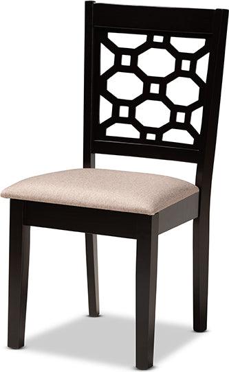 Wholesale Interiors Dining Chairs - Peter Sand Fabric Upholstered and Dark Brown Finished Wood 4-Piece Dining Chair Set