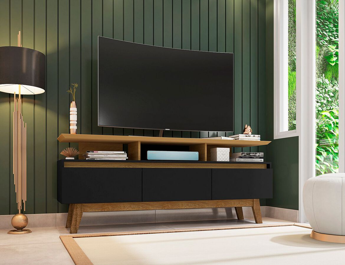 Manhattan Comfort TV & Media Units - Yonkers 62.99 TV Stand in Black and Cinnamon