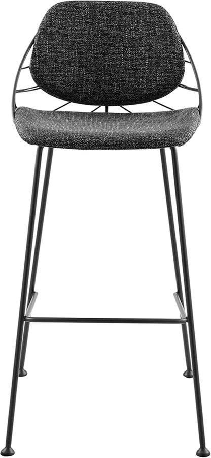 Euro Style Barstools - Linnea-B Bar Stool In Black Fabric with Matte Black Frame and Legs - Set Of 2