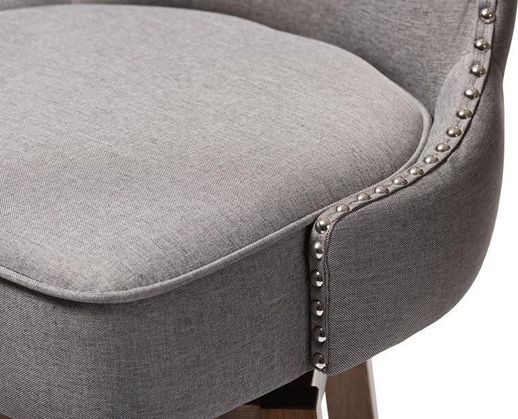 Wholesale Interiors Barstools - Gradisca Button-Tufted Upholstered Swivel Barstool Grey & Walnut Brown (Set of 2)