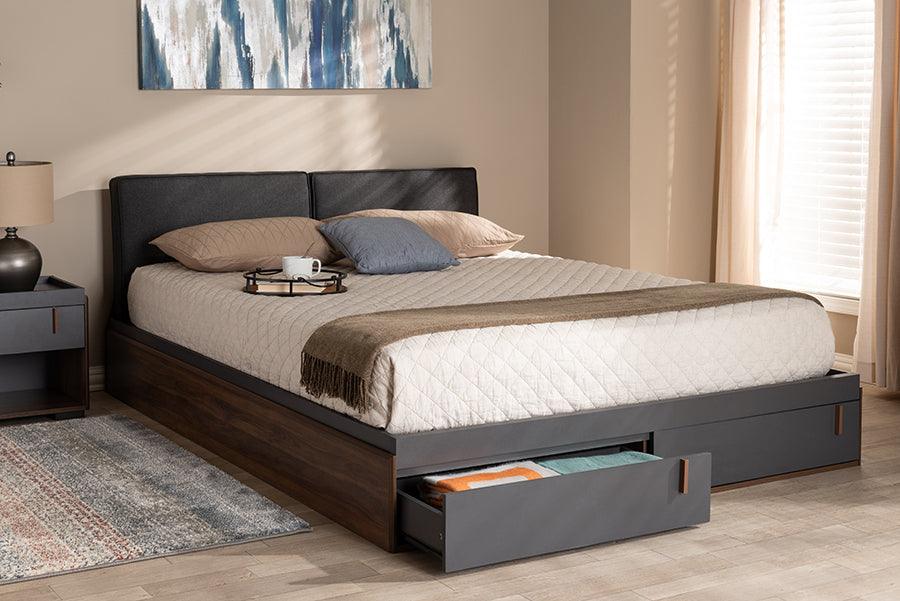 Wholesale Interiors Beds - Rikke Queen Size Platform Storage Bed Gray