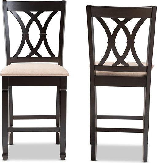 Wholesale Interiors Barstools - Reneau Sand Espresso Brown Wood Counter Height Pub Chair Set of 2