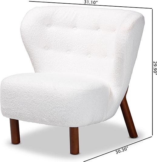 Wholesale Interiors Accent Chairs - Cabrera Modern and Contemporary White Boucle and Walnut Brown Wood Accent Chair