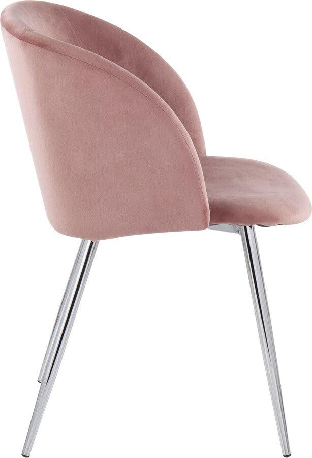 Lumisource Accent Chairs - Fran Contemporary Chair In Chrome & Pink Velvet (Set of 2)