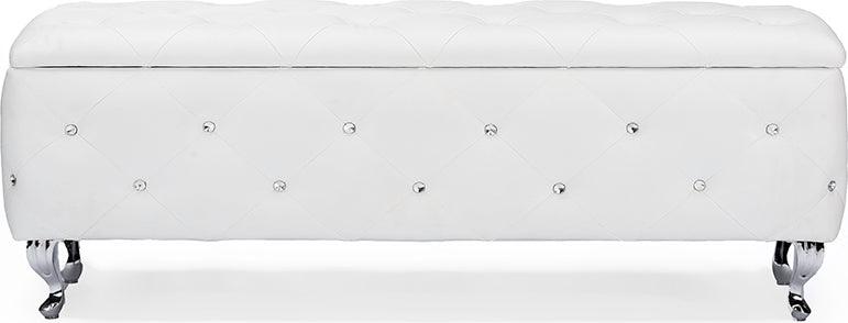 Wholesale Interiors Benches - Seine White Leather Contemporary Storage Ottoman