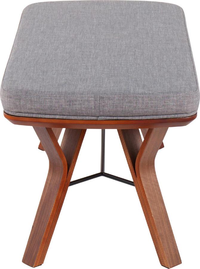 Lumisource Benches - Folia Bench In Walnut Wood & Light Grey Fabric