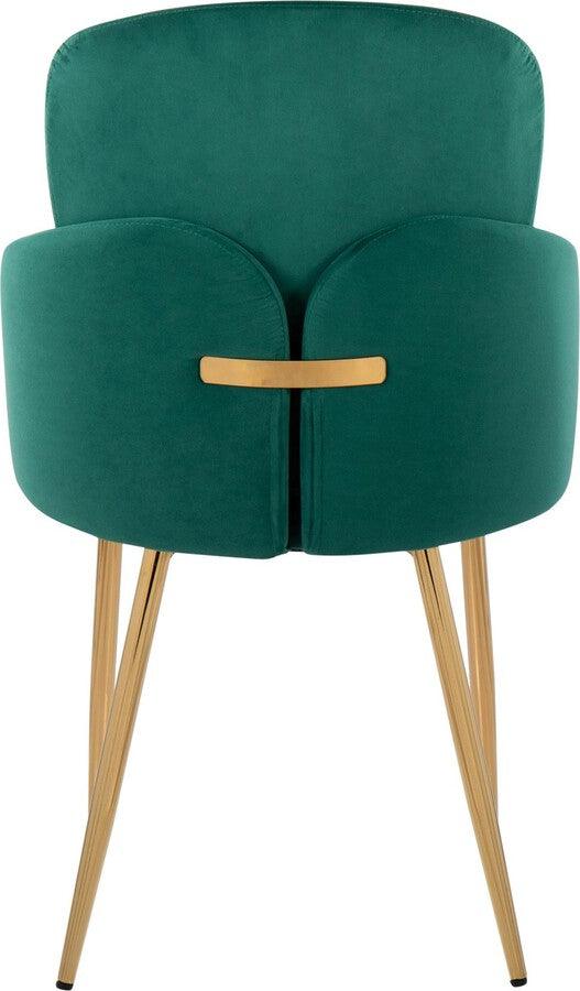 Lumisource Dining Chairs - Dahlia Contemporary Dining Chair In Gold Metal & Green Velvet With Gold Accent (Set of 2)