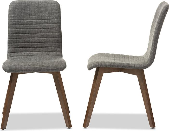 Wholesale Interiors Dining Chairs - Sugar Mid-century Style Dark Grey Fabric and Walnut Wood Dining Chair (Set of 2)