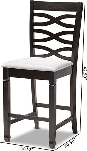 Wholesale Interiors Barstools - Lanier Contemporary Gray Fabric Brown Finished Wood Counter Height Pub Chair Set of 2