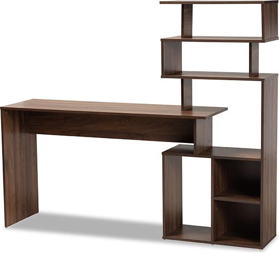Wholesale Interiors Desks - Foster Walnut Brown Finished Wood Storage Desk with Shelves