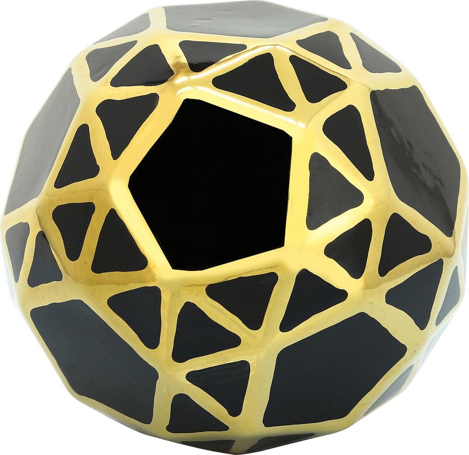 Sagebrook Home Decorative Objects - Ceramic Orb 6" Black/Gold